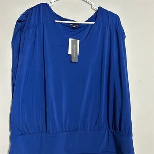 Violets &‎ Roses Women's Blouse Size XL Blue Cobalt Sleeveless Sleeve Casual NWT